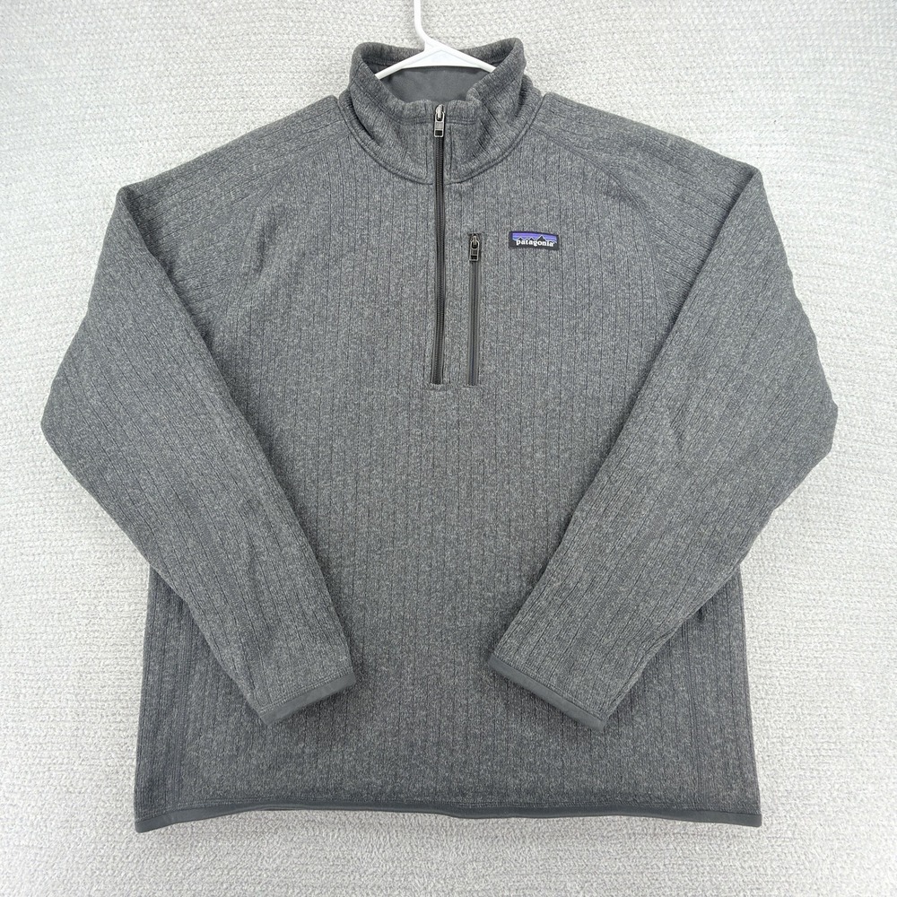 Patagonia Better Sweater Rib Knit 1/4 Zip Pullover Mens Large Gray Fleece 25300